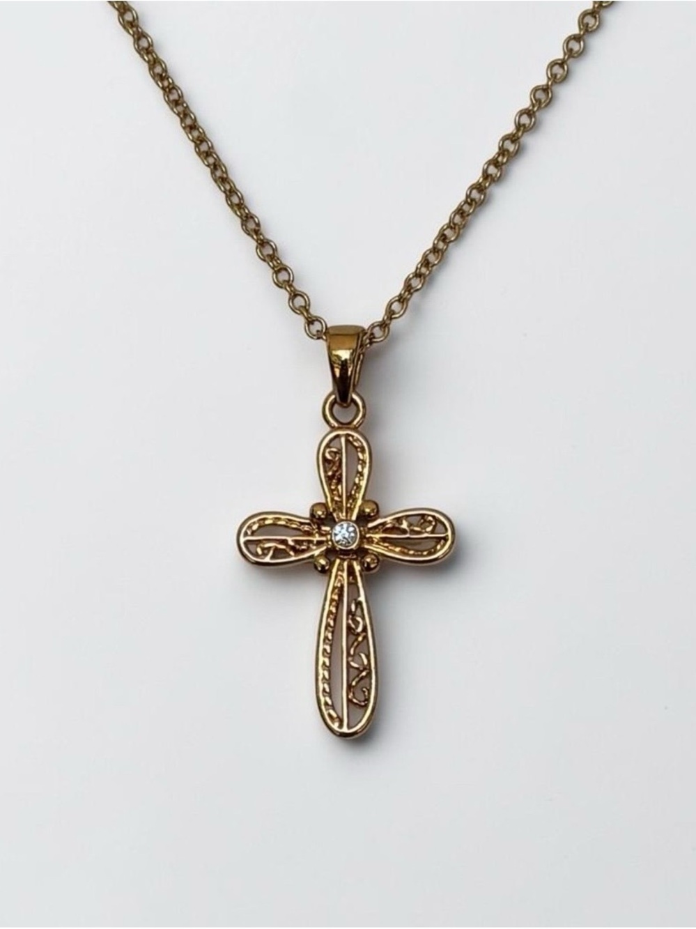 Lia Sophia Gold-Tone Filigree Cross Pendant Necklace